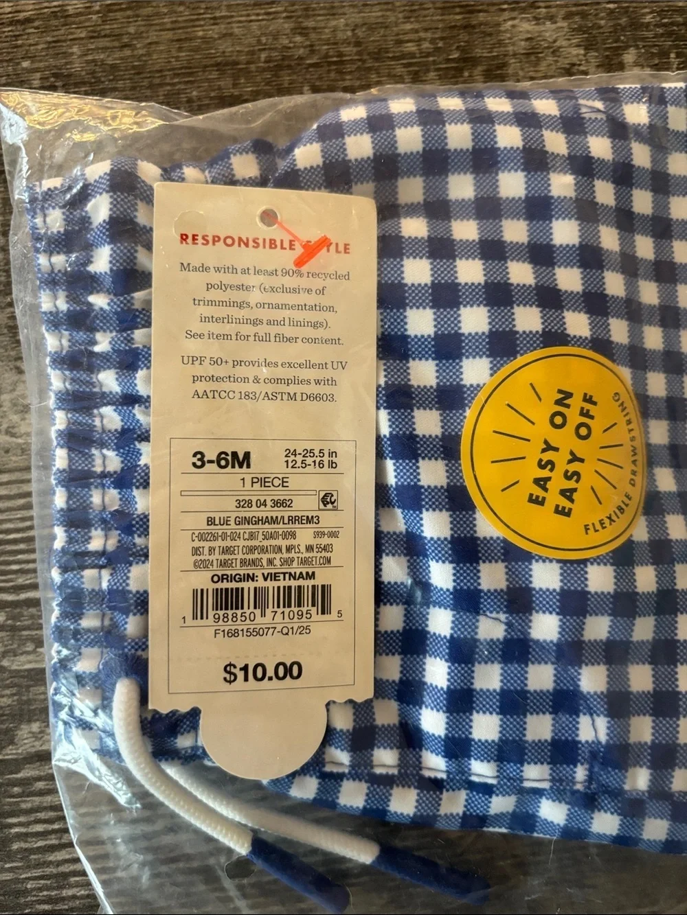 NWT Blue and White Gingham Baby Swim Shorts